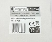 Heizkabel mit Temperaturf&uuml;hler, 4m - 64Watt, Frostschutz f&uuml;r Wasserleitungen