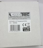 Heizkabel mit Temperaturf&uuml;hler, 12m - 192Watt, Frostschutz f&uuml;r Wasserleitungen