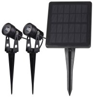 Gartenstrahler Set Solar mit 2 Spots - Solarzelle,...