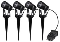 Gartenstrahler Set mit 4 Spots - Netzteil,...