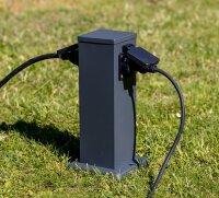 Steckdosens&auml;ule 2-fach, IP44, Anthrazit - 250V~/ 16A, 13x13x27cm