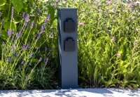 Steckdosens&auml;ule 4-fach, IP44, Anthrazit - 250V~/ 16A, 13x13x40cm