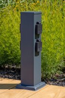 Steckdosens&auml;ule 4-fach, IP44, Anthrazit - 250V~/ 16A, 13x13x40cm