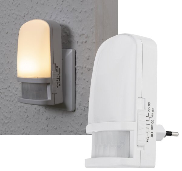 LED Nachtlicht mit Bewegungsmelder - 230V, Licht Warmwei&szlig;, On/Off/Auto
