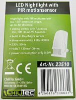 LED Nachtlicht mit Bewegungsmelder - 230V, Licht Warmwei&szlig;, On/Off/Auto