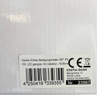 Decken-Einbau-Bewegungsmelder 360&deg; IP65 - PIR, LED geeignet, 8m Detektion, 76x36mm