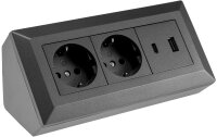 2-fach Steckdosenblock, USB-A+C, anthraz - 250V~/ 16A,...