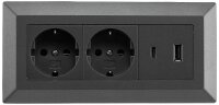 2-fach Steckdosenblock, USB-A+C, anthraz - 250V~/ 16A,...