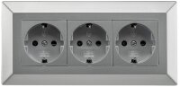 3-fach Steckdosenblock, silber - 250V~/ 16A, Aufbaumontage