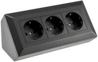 3-fach Steckdosenblock, schwarz - 250V~/ 16A, Aufbaumontage