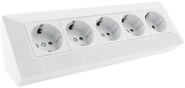 5-fach Steckdosenblock, wei&szlig; - 250V~/ 16A, Aufbaumontage