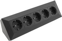 5-fach Steckdosenblock, schwarz - 250V~/ 16A, Aufbaumontage