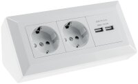 2-fach Steckdosenblock + 2x USB, wei&szlig; - 250V~/ 16A,...