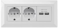 2-fach Steckdosenblock + 2x USB, wei&szlig; - 250V~/ 16A,...