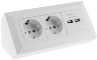 2-fach Steckdosenblock + 2x USB, wei&szlig; ma - 250V~/...