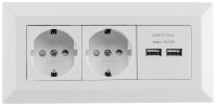 2-fach Steckdosenblock + 2x USB, wei&szlig; ma - 250V~/...