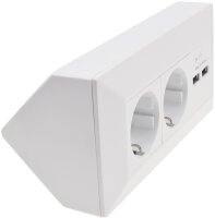 2-fach Steckdosenblock + 2x USB, wei&szlig; ma - 250V~/ 16A, Aufbaumontage, USB 3,1A