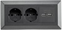 2-fach Steckdosenblock+ 2x USB,anthrazit - 250V~/ 16A,...