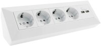 4-fach Steckdosenblock + 2x USB, wei&szlig; - 250V~/ 16A,...