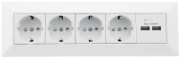 4-fach Steckdosenblock + 2x USB, wei&szlig; - 250V~/ 16A,...