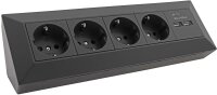 4-fach Steckdosenblock + 2x USB, schwarz - 250V~/ 16A,...