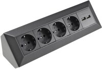 4-fach Steckdosenblock+2x USB, anthrazit - 250V~/ 16A, Aufbaumontage, USB 3,1A
