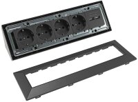 4-fach Steckdosenblock+2x USB, anthrazit - 250V~/ 16A, Aufbaumontage, USB 3,1A