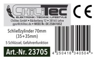 Schlie&szlig;zylinder 70mm (35+35mm) - 5 Schl&uuml;ssel, Not- & Gefahrenfunktion