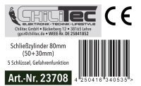 Schlie&szlig;zylinder 80mm (50+30mm) - 5 Schl&uuml;ssel, Not- & Gefahrenfunktion
