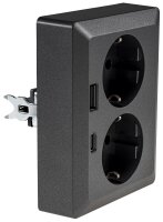 MILOS Schutzkontakt-Steckdose 2-fach - 250V~/ 16A, 1x UP, USB A+C/PD, anthrazit
