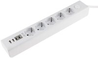 Steckdosenleiste mit Ladebuchsen f&uuml;r USB - USB-A /USB-C,5-fach, wei&szlig;, 1,5m Kabel