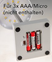 LED Tischleuchte 26cm, Wei&szlig; - 3xAA A Batterie, dimmbar, Licht warmwei&szlig;