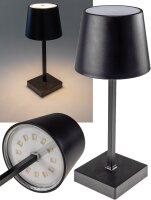 LED Tischleuchte 26cm, Schwarz - 3xAAA Batterie, dimmbar,...