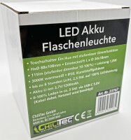 LED Akku Flaschenleuchte - warmwei&szlig;, USB-C, &Oslash;xH 10x12cm