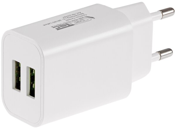 Stecker-Netzteil mit USB "CTN-0520 Duo" - Aus 5V=, 2x1/1x2A, 10W