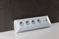 4-fach Steckdosenblock, USB-A+C, wei&szlig; - 250V~/ 16A, Aufbaumontage, USB 3,1A, PD