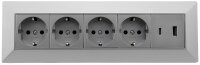 4-fach Steckdosenblock, USB-A+C, silber - 250V~/ 16A,...