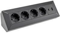 4-fach Steckdosenblock, USB-A+C, schwarz - 250V~/ 16A,...