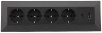 4-fach Steckdosenblock, USB-A+C, schwarz - 250V~/ 16A,...