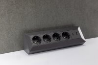 4-fach Steckdosenblock, USB-A+C, schwarz - 250V~/ 16A, Aufbaumontage, USB 3,1A, PD