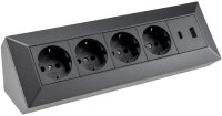4-fach Steckdosenblock, USB-A+C, anthraz - 250V~/ 16A,...