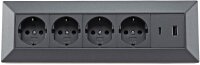4-fach Steckdosenblock, USB-A+C, anthraz - 250V~/ 16A,...