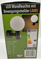 LED Wandleuchte "LAMU" mit PIR-Sensor - IP65, 15W, schwarz, 3000k / warmwei&szlig;
