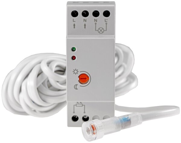 D&auml;mmerungsschalter f&uuml;r Hutschiene - 230V, 5m Kabel, externer Sensor IP65