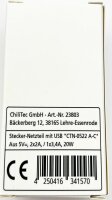 Stecker-Netzteil mit USB "CTN-0522 A-C" - 20W, 5,0V/3,0A, 9,0V/2,0A, 12,0V/1,67A=