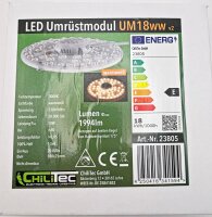 LED Umr&uuml;stmodul "UM18ww V2" f&uuml;r Leuchten - &Oslash;180mm, 18W, 1994lm, 3000k, Magnethalter