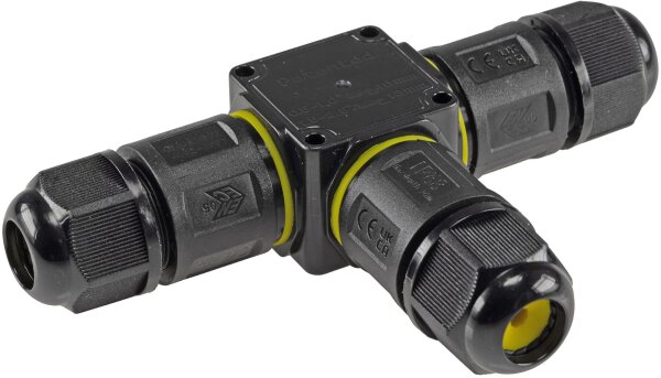 Kabelverbinder T-Form, IP68, 450V/24A - Klemmanschluss, f&uuml;r Kabel &Oslash; 6-11mm