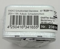 FASKO Schutzkontakt-Steckdose,  AP, Wei&szlig; - 250V~/ 16A, Aufputz, Schraubanschluss
