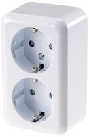 FASKO Doppel-Steckdose, AP, Wei&szlig; - 250V~/ 16A,...