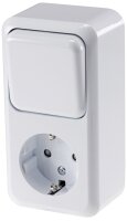 FASKO Kombi Steckdose Schalter, AP, Wei&szlig; - 250V~,...
